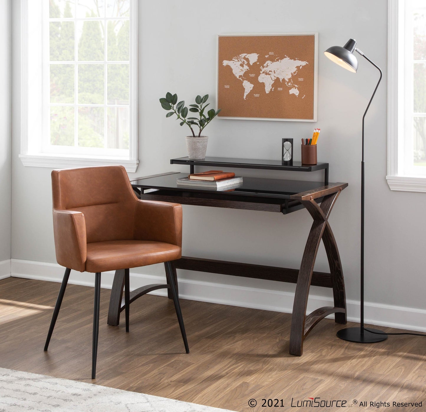 Andrew Contemporary Dining/accent Chair in Black Steel and Camel Faux Leather By LumiSource - Set of 2 | Dining Chairs | Modishstore