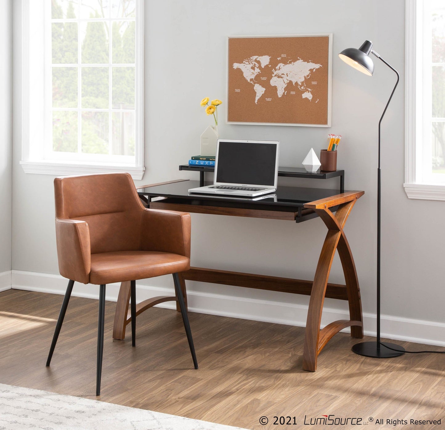 Andrew Contemporary Dining/accent Chair in Black Steel and Camel Faux Leather By LumiSource - Set of 2 | Dining Chairs | Modishstore - 6