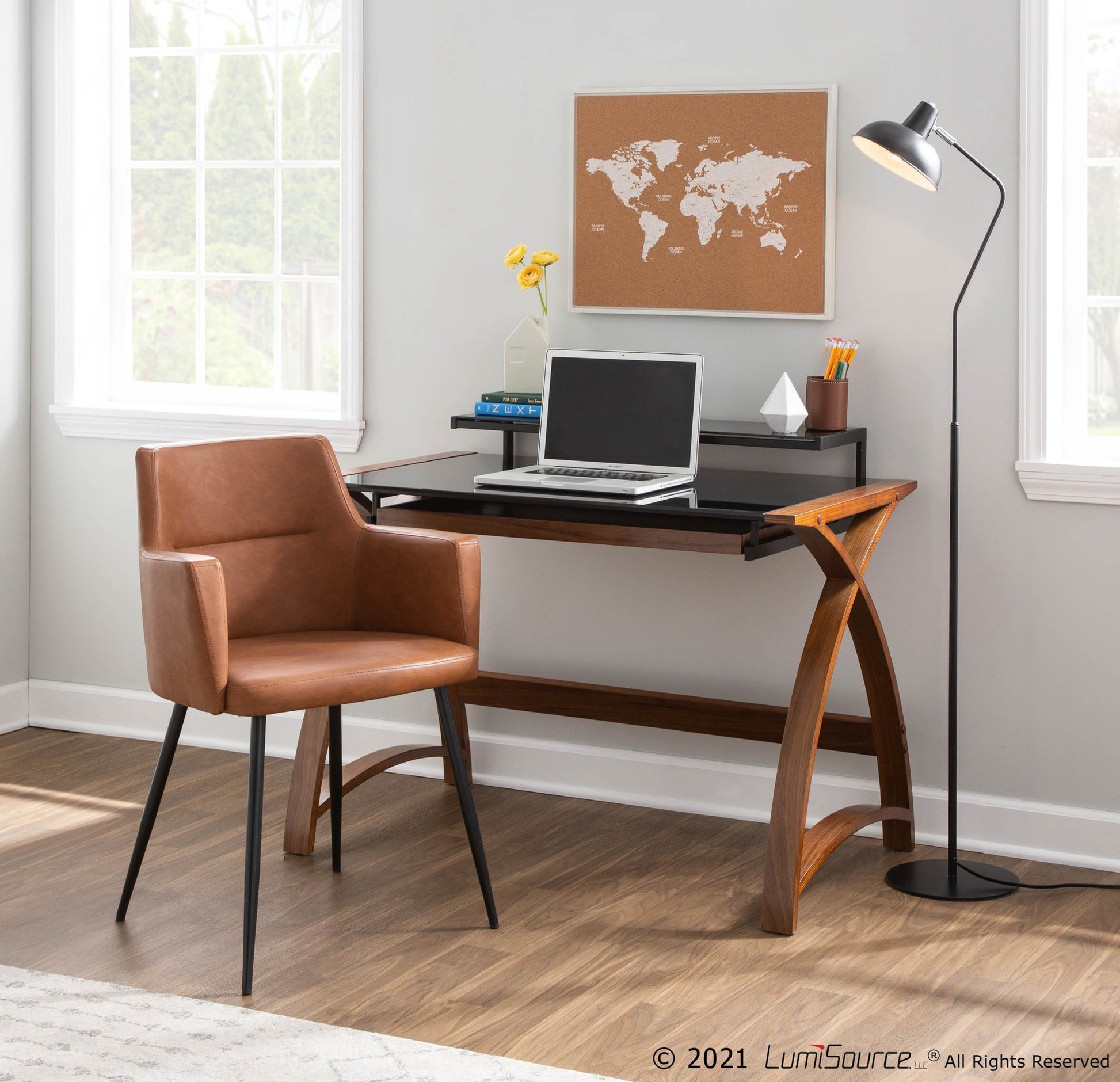 Andrew Contemporary Dining/accent Chair in Black Steel and Camel Faux Leather By LumiSource - Set of 2 | Dining Chairs | Modishstore - 6