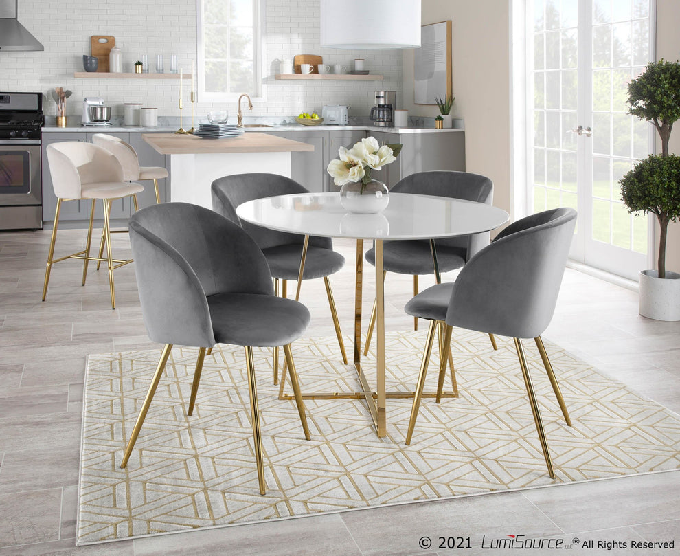Fran Contemporary Chair in Gold Metal and Silver Velvet By LumiSource - Set of 2 | Dining Chairs | Modishstore - 6