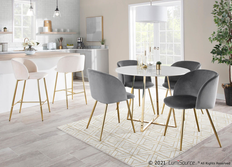 Fran Contemporary Chair in Gold Metal and Silver Velvet By LumiSource - Set of 2 | Dining Chairs | Modishstore - 7