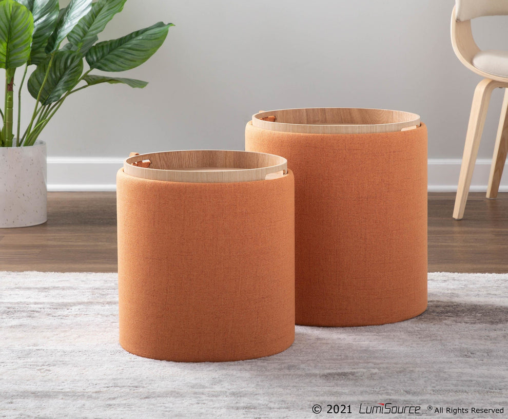 Tray Nesting Ottoman Set Charcoal By LumiSource | Ottomans | Modishstore - 16