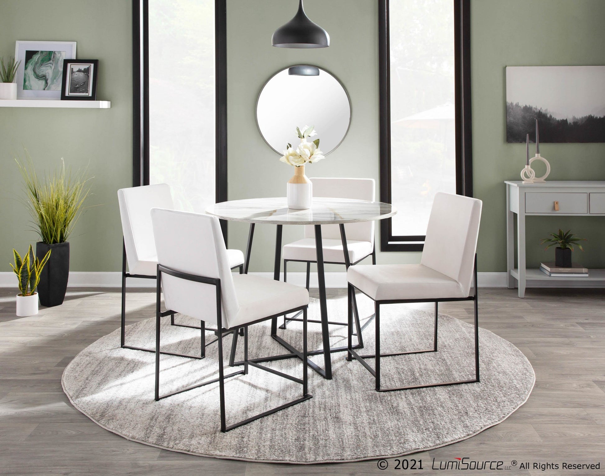 High Back Fuji Contemporary Dining Chair in Black Steel and Black Velvet By LumiSource - Set of 2 | Dining Chairs | Modishstore - 38