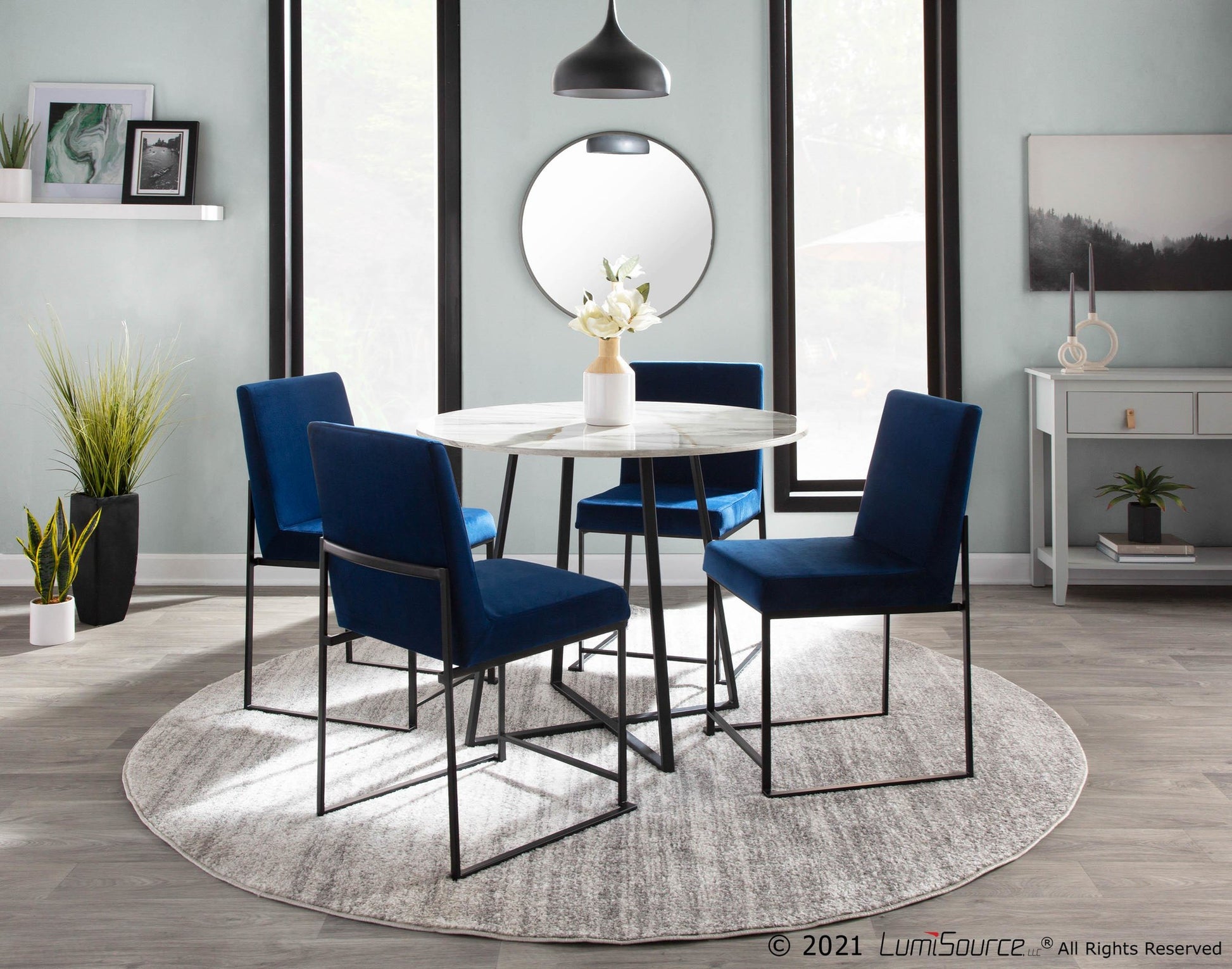 High Back Fuji Contemporary Dining Chair in Black Steel and Black Velvet By LumiSource - Set of 2 | Dining Chairs | Modishstore - 17