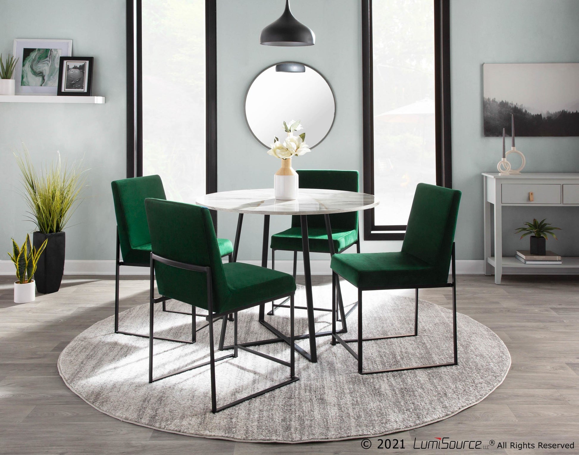 High Back Fuji Contemporary Dining Chair in Black Steel and Black Velvet By LumiSource - Set of 2 | Dining Chairs | Modishstore - 27