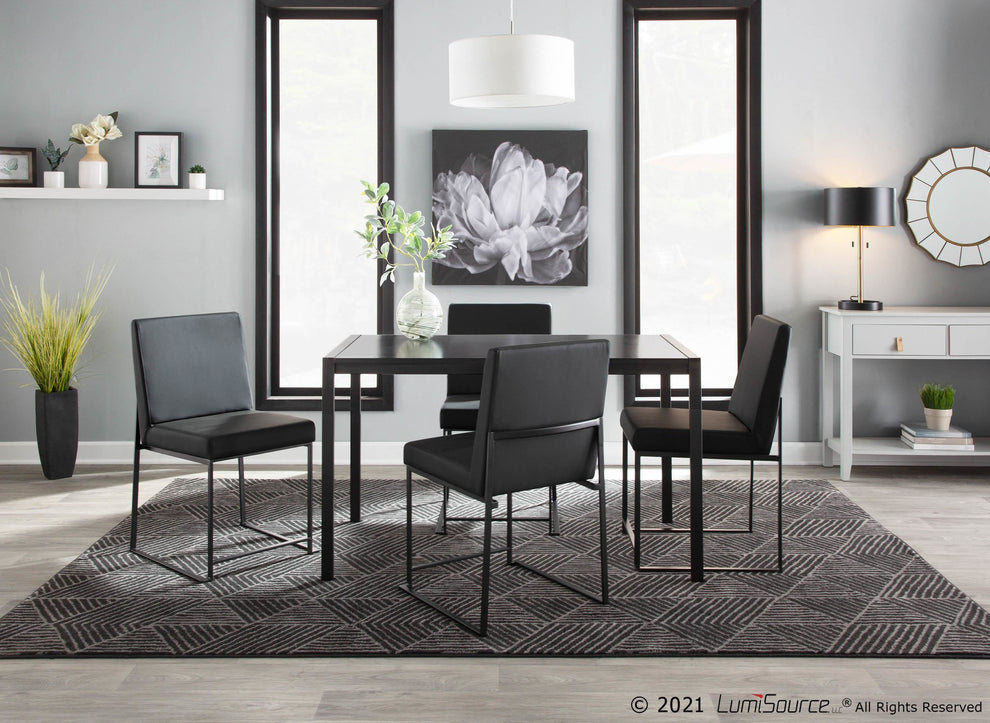 High Back Fuji Contemporary Dining Chair in Black Steel and Black Faux Leather By LumiSource - Set of 2 | Dining Chairs | Modishstore - 7