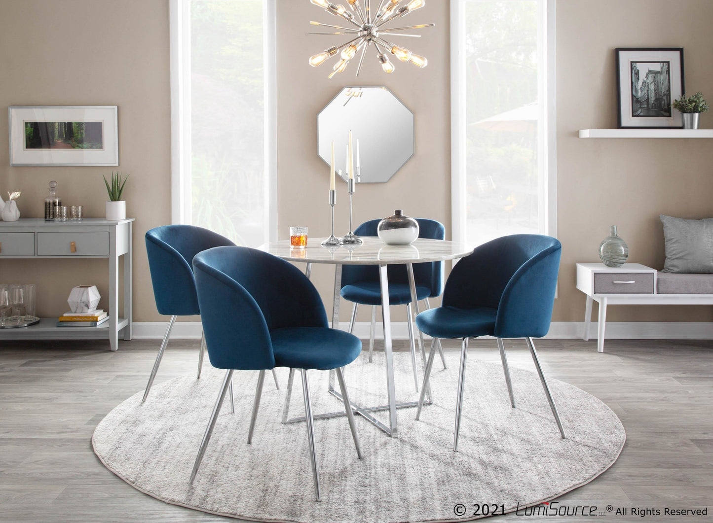 Fran Contemporary Chair in Chrome and Black Velvet By LumiSource - Set of 2 | Dining Chairs | Modishstore - 14