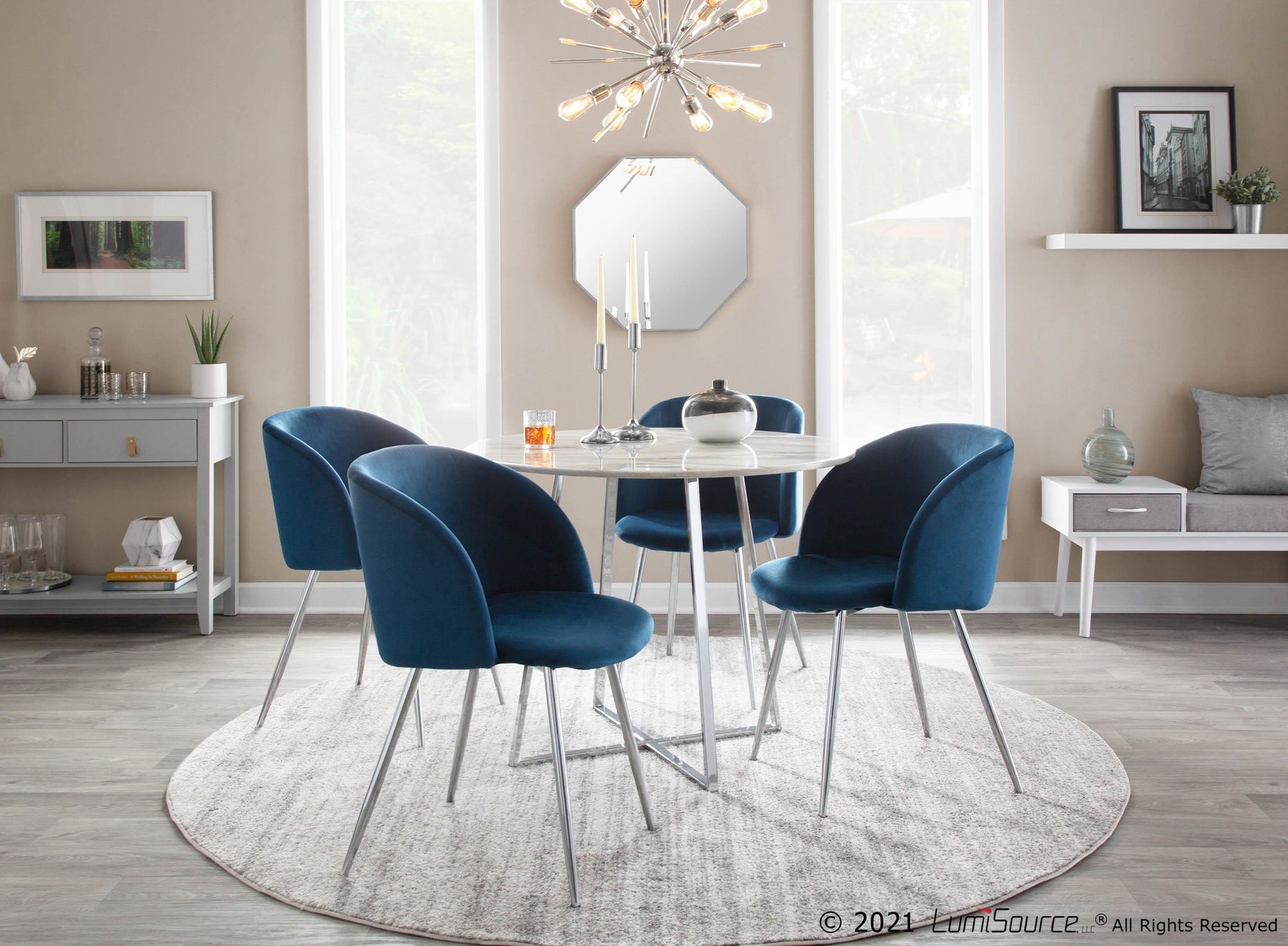 Fran Contemporary Chair in Chrome and Black Velvet By LumiSource - Set of 2 | Dining Chairs | Modishstore - 14