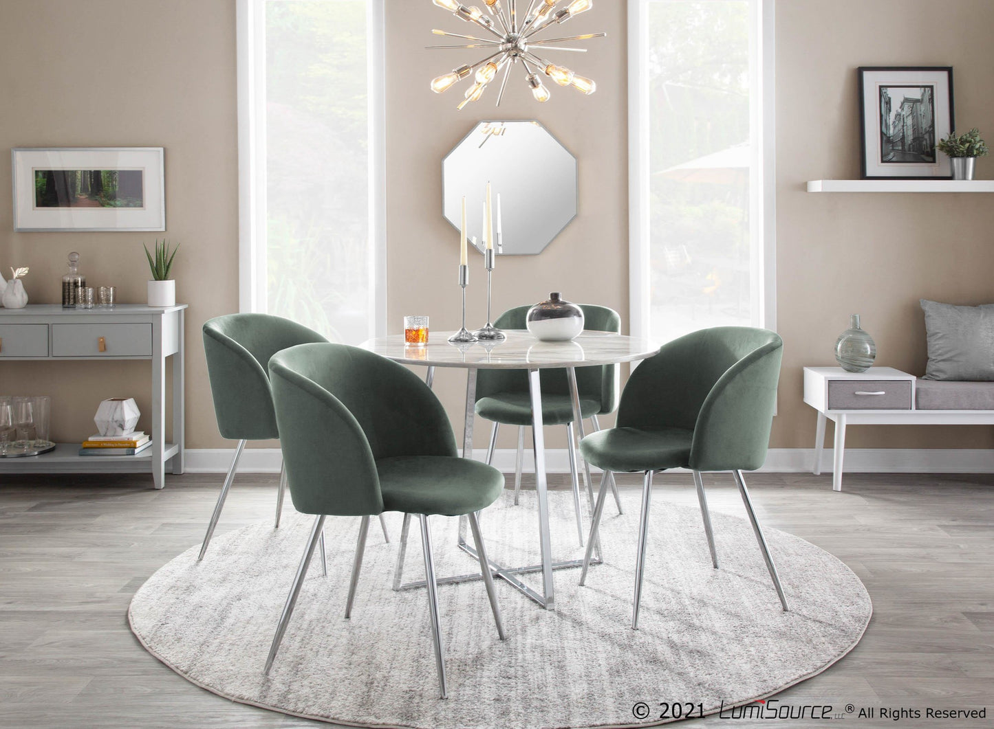 Fran Contemporary Chair in Chrome and Black Velvet By LumiSource - Set of 2 | Dining Chairs | Modishstore - 32