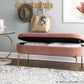 Chloe Contemporary/Glam Storage Bench in Gold Metal and Blush Pink Velvet By LumiSource | Benches | Modishstore - 7