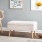 Storage Contemporary Bench in Natural Wood and Beige Fabric By LumiSource | Benches | Modishstore
