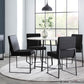 High Back Fuji Contemporary Dining Chair in Black Steel and Black Faux Leather By LumiSource - Set of 2 | Dining Chairs | Modishstore