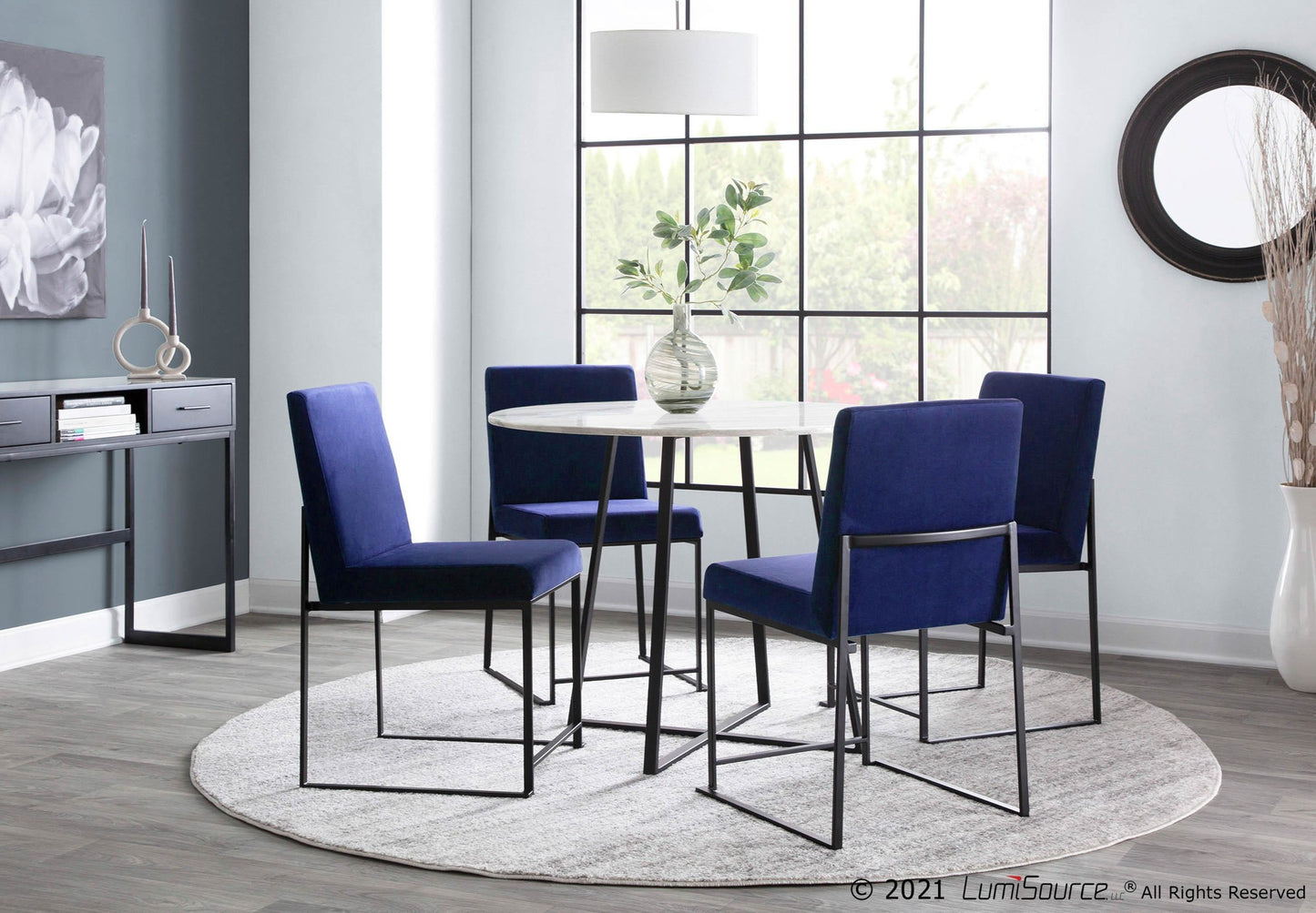 High Back Fuji Contemporary Dining Chair in Black Steel and Black Velvet By LumiSource - Set of 2 | Dining Chairs | Modishstore - 16