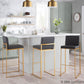 Fuji Contemporary High Back Barstool in Gold Steel and Grey Faux Leather By LumiSource - Set of 2 | Bar Stools | Modishstore