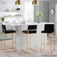 Fuji Contemporary High Back Barstool in Gold Steel and Black Velvet By LumiSource - Set of 2 | Bar Stools | Modishstore - 5