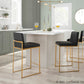 Fuji Contemporary High Back Counter Stool in Gold Steel and Black Faux Leather By LumiSource - Set of 2 | Counter Stools | Modishstore