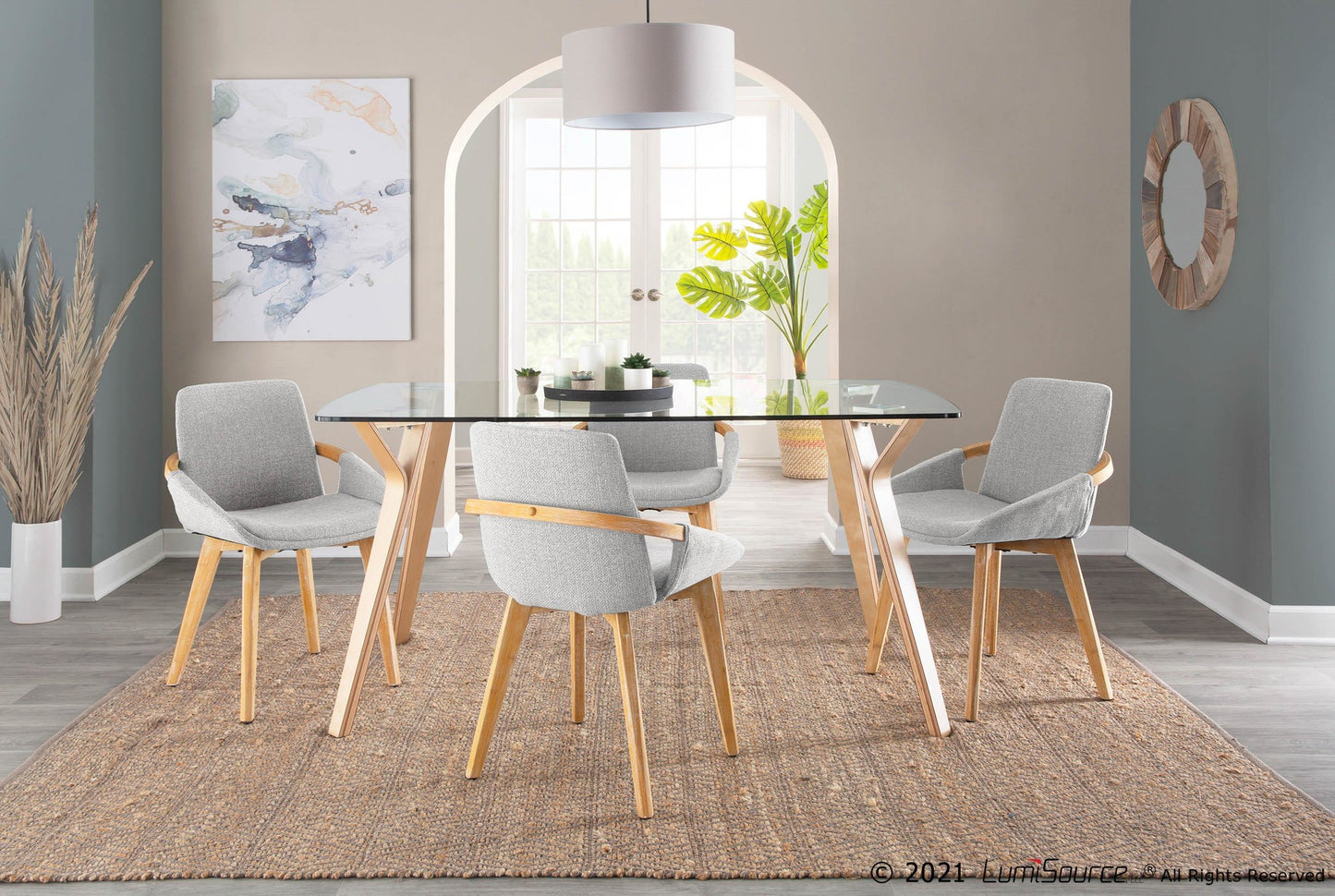 Cosmo Mid-Century Chair in Natural Bamboo and Blue Fabric By LumiSource | Side Chairs | Modishstore - 22