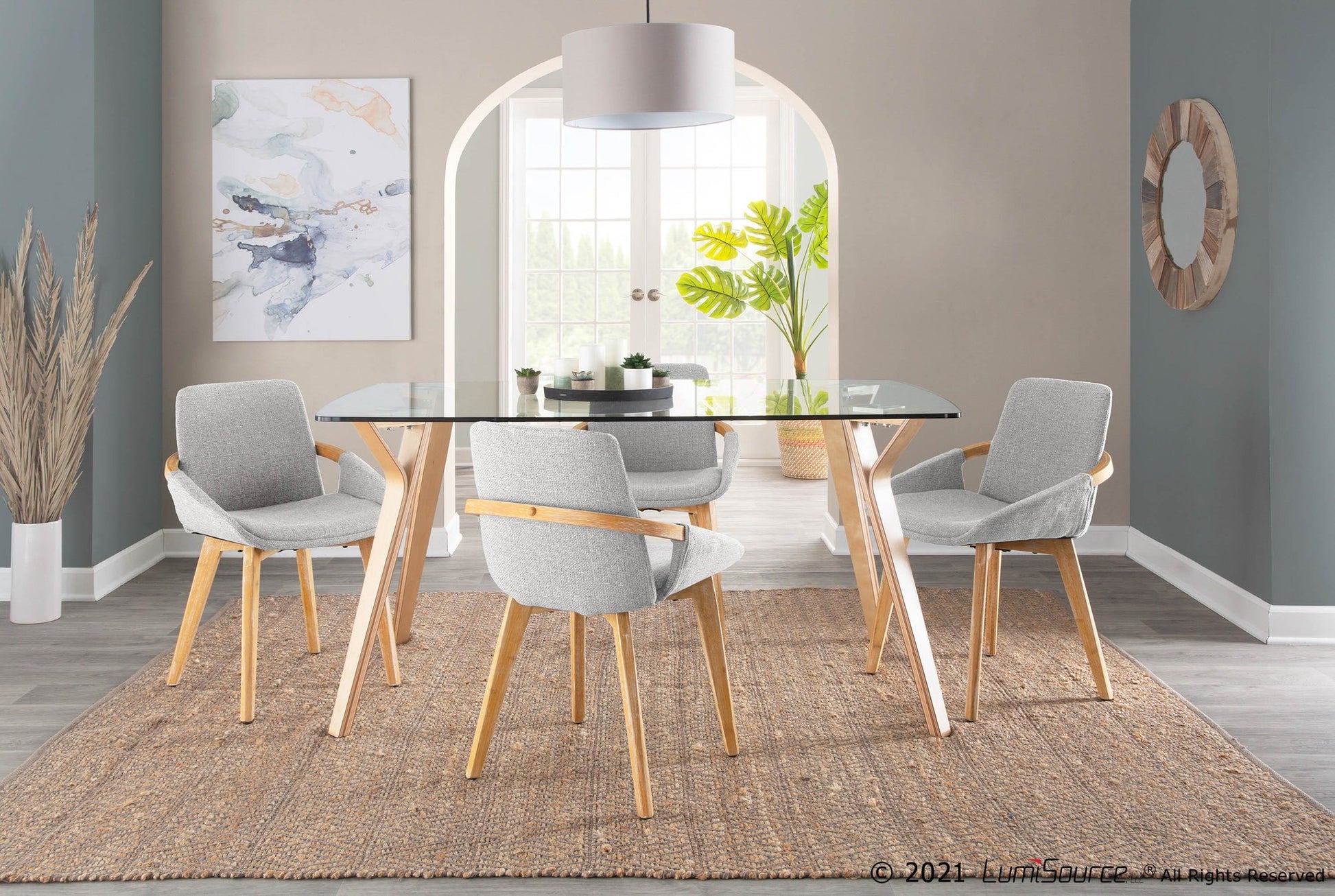 Cosmo Mid-Century Chair in Natural Bamboo and Blue Fabric By LumiSource | Side Chairs | Modishstore - 22