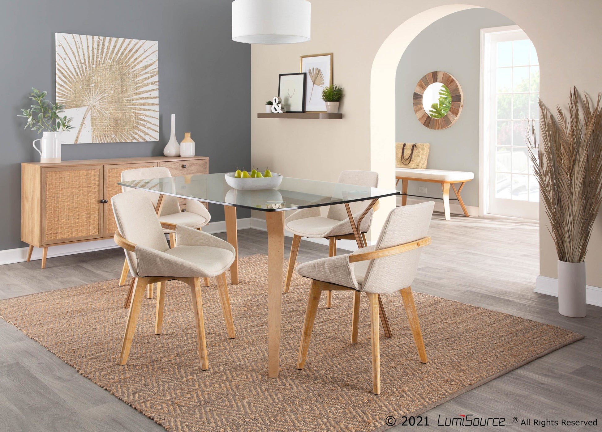 Cosmo Mid-Century Chair in Natural Bamboo and Blue Fabric By LumiSource | Side Chairs | Modishstore - 14