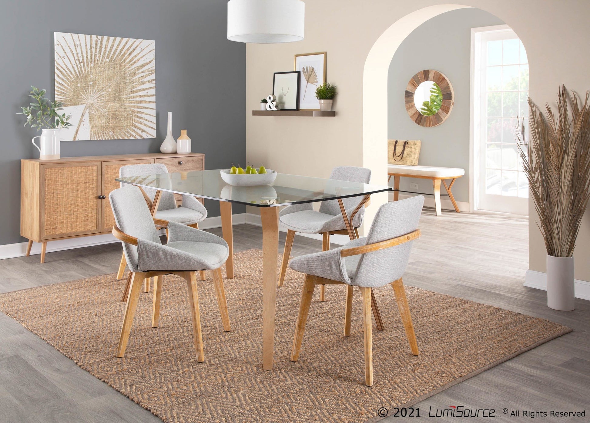 Cosmo Mid-Century Chair in Natural Bamboo and Blue Fabric By LumiSource | Side Chairs | Modishstore - 23