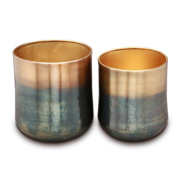 Burnt Brass Finish Planter Holder, Set of 2 By SPI Home | Outdoor Planters, Troughs & Cachepots | Modishstore-3