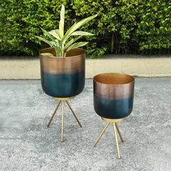 Burnt Finish Planter Holders with Stands, Set of 2 By SPI Home