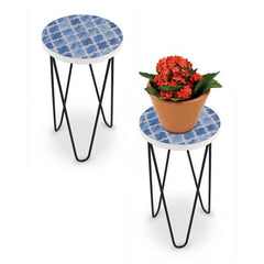 Blue Diamond Pattern Plant Stand By SPI Home