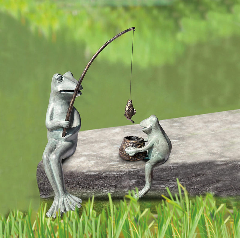 Fishing Frog Mama & Baby GardeBy SPI HOME | Garden Sculptures & Statues | Modishstore