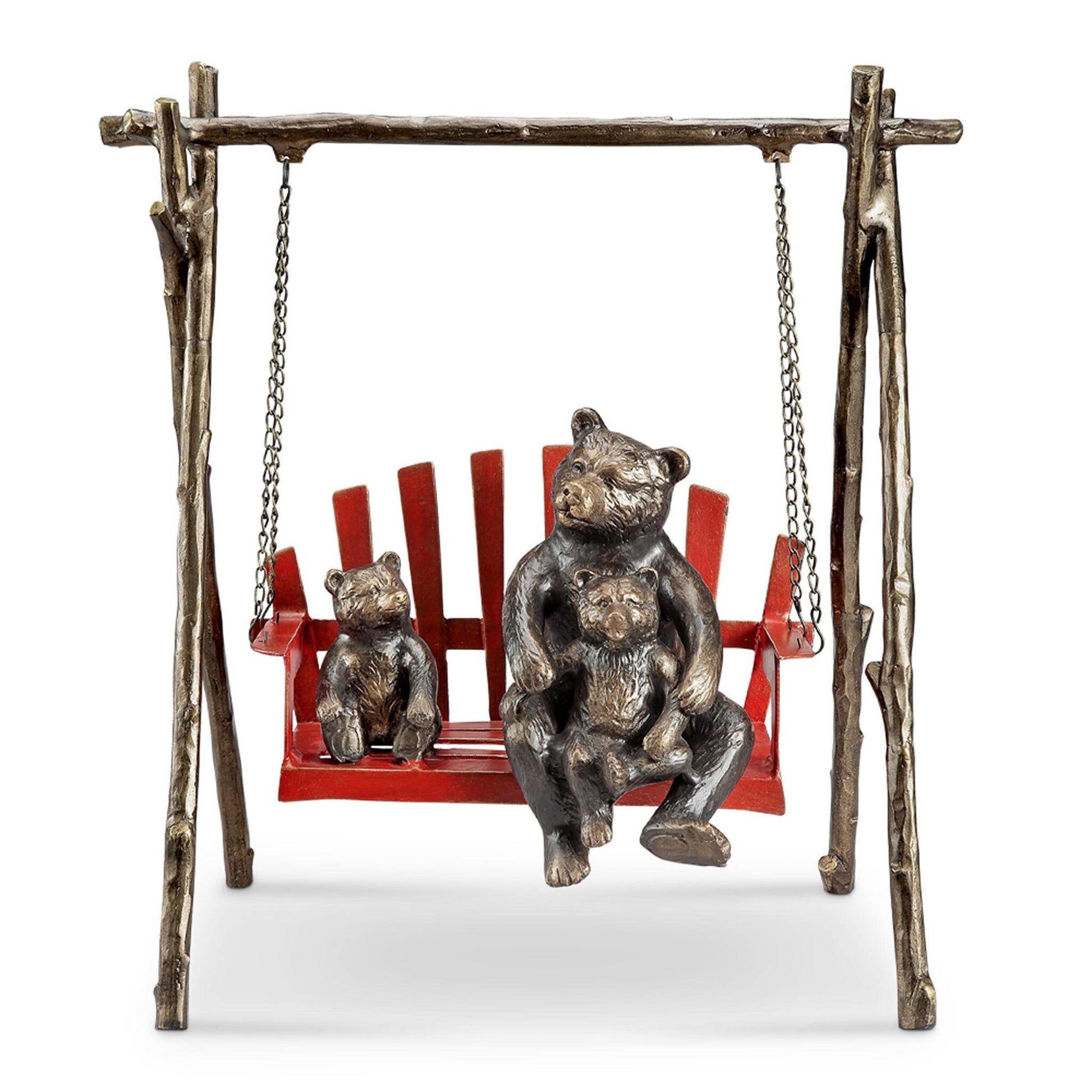 Bear and Cubs on Porch Swing By SPI HOME | Garden Sculptures & Statues | Modishstore