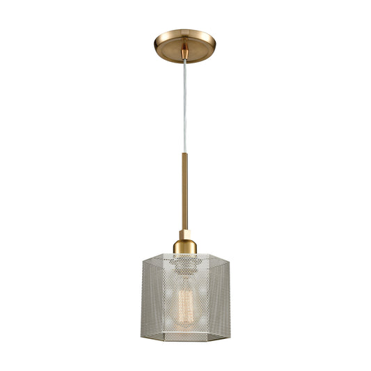 Compartir 1-Light Mini Pendant in Satin Brass with Perforated Metal Shade ELK Lighting | Pendant Lamps | Modishstore