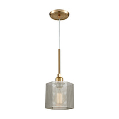 Compartir 1-Light Mini Pendant in Satin Brass with Perforated Metal Shade ELK Lighting