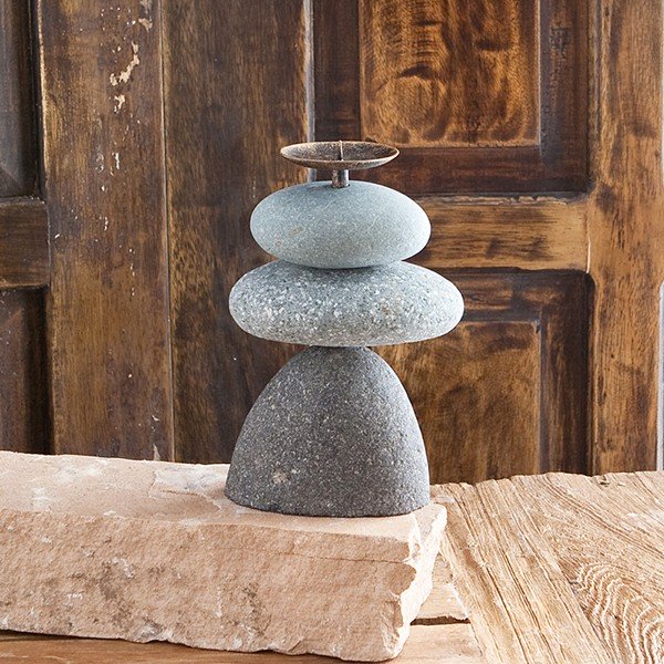 Garden Age Supply Rock Cairn Candle Holders - Set of 3 | Candle Holders | Modishstore-2