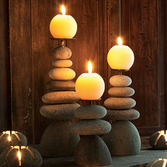 Garden Age Supply Rock Cairn Candle Holders - Set of 3