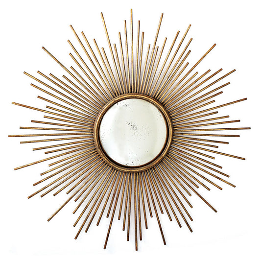 Two's Company Sunburst Antiqued Gold Wall Mirror