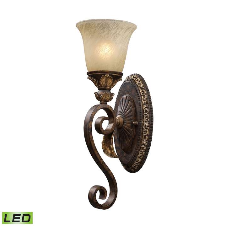 Regency 1-Light Wall Lamp in Burnt Bronze with Off-white Glass - Includes LED Bulb | Sconces | Modishstore