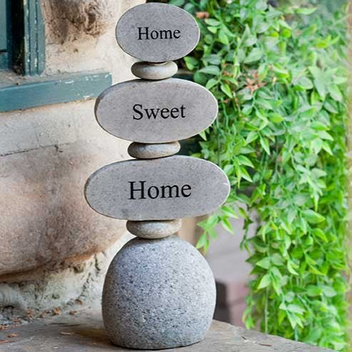 Garden Age Supply Engraved Cairn Sculpture - Home Sweet Home Set Of 2 | Garden Sculptures & Statues | 21517 | Modishstore