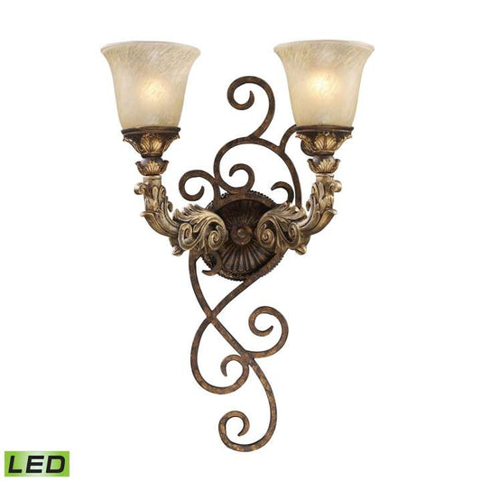 Regency 2-Light Wall Lamp in Burnt Bronze with Off-white Glass - Includes LED Bulbs | Sconces | Modishstore