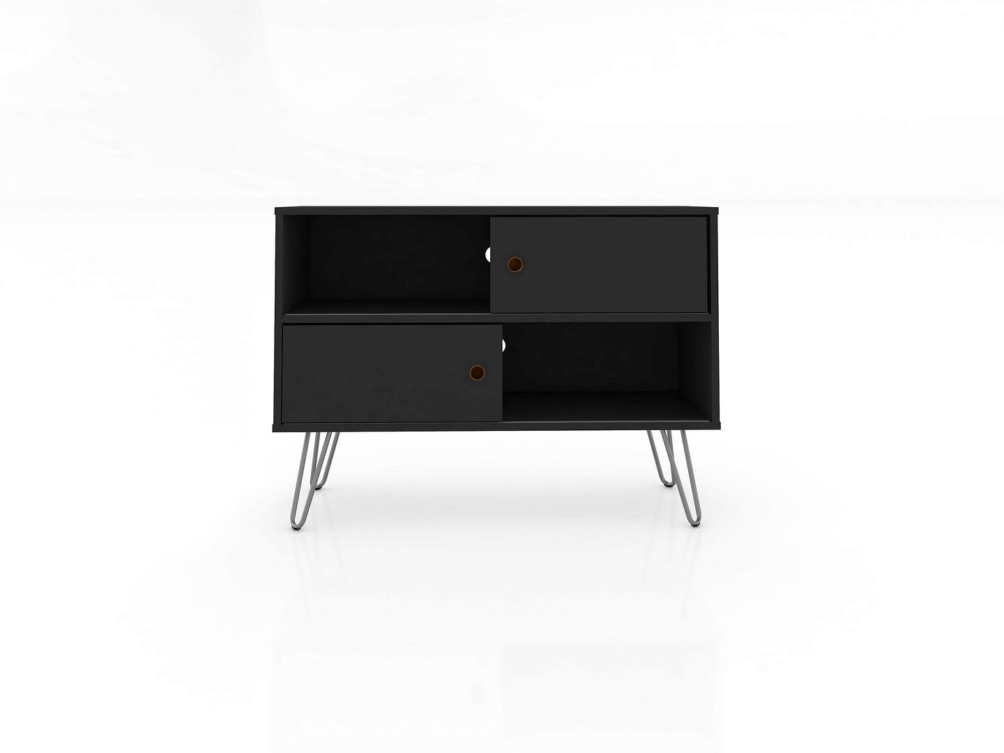 Manhattan Comfort Baxter Mid-Century- Modern 35.43" TV Stand with 4 Shelves in Black | TV Stands | Modishstore