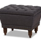baxton studio annabelle modern and contemporary dark grey fabric upholstered walnut wood finished button tufted storage ottoman | Modish Furniture Store-2