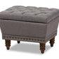 baxton studio annabelle modern and contemporary light grey fabric upholstered walnut wood finished button tufted storage ottoman | Modish Furniture Store-2