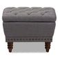 baxton studio annabelle modern and contemporary light grey fabric upholstered walnut wood finished button tufted storage ottoman | Modish Furniture Store-3