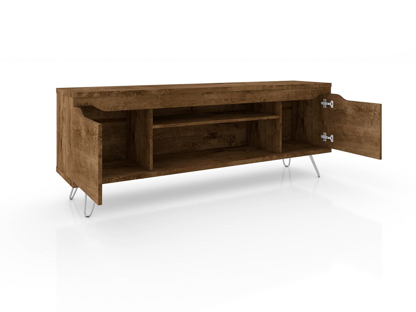 Manhattan Comfort Baxter Mid-Century - Modern 62.99" TV Stand with 4 Shelves in Rustic Brown | TV Stands | Modishstore-2
