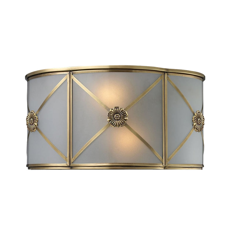 Preston 2-Light Sconce in Brushed Brass with White Glass Panels ELK Lighting | Sconces | Modishstore