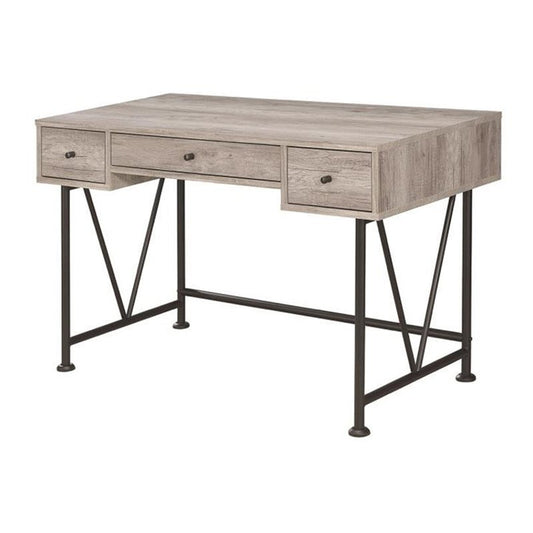 Writing Desk-3 Drawer, Driftwood Gray  By Benzara | Desks |  Modishstore 