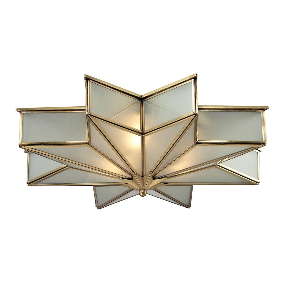 Decostar 3-Light Flush Mount in Brushed Brass with Frosted Glass Panels ELK Lighting | Ceiling Lamps | Modishstore
