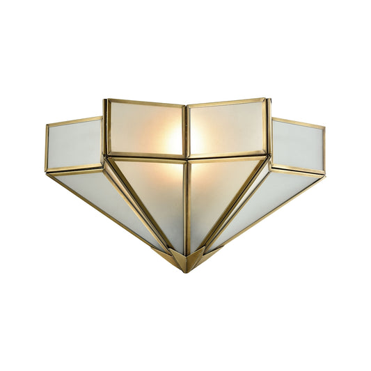 Decostar 1-Light Sconce in Brushed Brass with Frosted Glass Panels ELK Lighting | Sconces | Modishstore