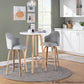 Ahoy Mid-Century Modern Fixed-Height Counter Stool with Zebra Wood Legs and Round Chrome Footrest with Light Grey Fabric By LumiSource - Set of 2 | Counter Stools | Modishstore