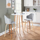 Ahoy Mid-Century Modern Fixed-Height Counter Stool with Zebra Wood Legs and Round Chrome Footrest with Light Grey Fabric By LumiSource - Set of 2 | Counter Stools | Modishstore - 5