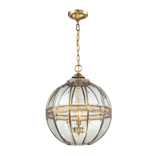 Randolph 3-Light Pendant in Brushed Brass with Clear Glass Panels ELK Lighting | Pendant Lamps | Modishstore