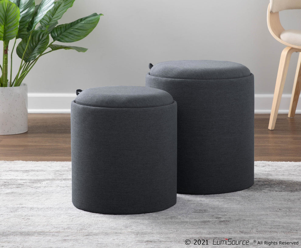 Tray Nesting Ottoman Set Charcoal By LumiSource | Ottomans | Modishstore